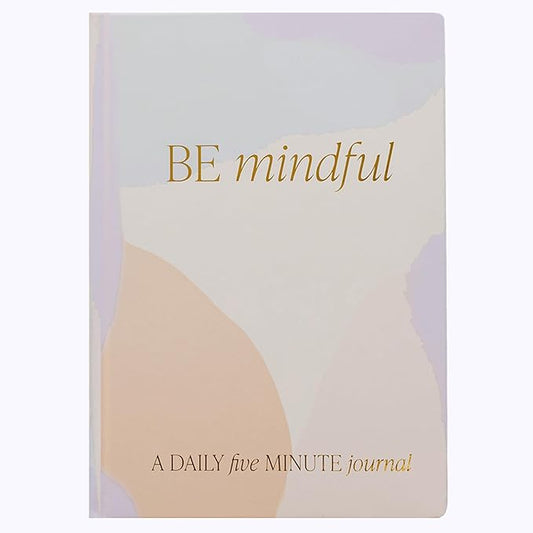 Sweet Water Decor Be Mindful 5 Minute Journal - Daily Gratitude Prompted Journal for Women, 184 Pages Daily Mindfulness Journal - Pastel Journal with Gold Foil Accents and Ribbon Bookmark