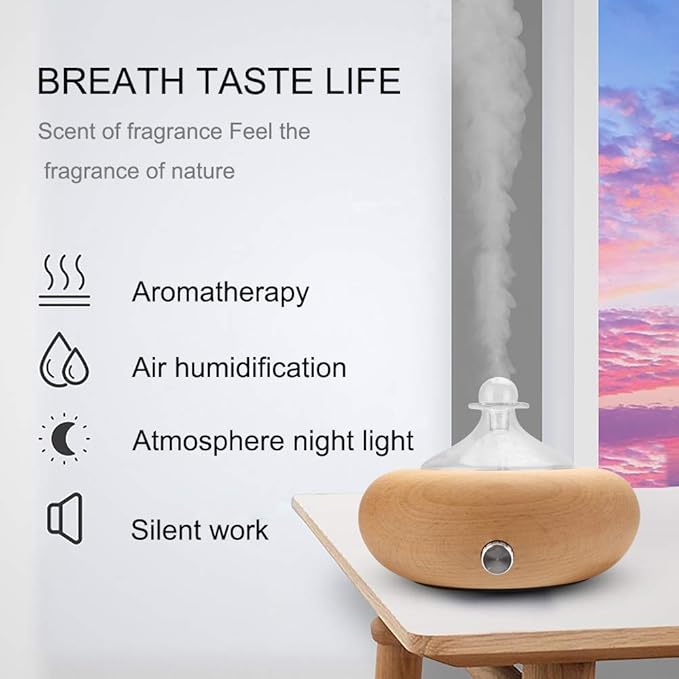 2025New Professional Aromatherapy Diffuser, Wood Diffuser, Diffusers for Essential Oils, Wood and Glass with Premium Home Use Oils, Ultrasonic Diffusers - No Heat, No Water, (7Color LED Light
