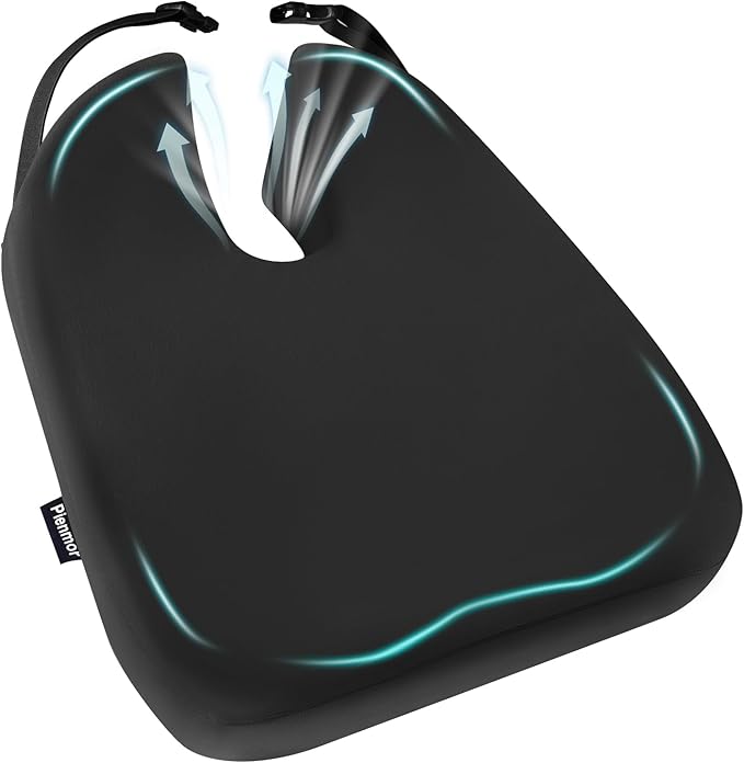 Large Memory Seat Cushion,Car Seat Cushion are Used to Relieve Sciatica, Suitable for Offices, Cars, Wheelchairs, Multi-Purpose (Black Flannel)