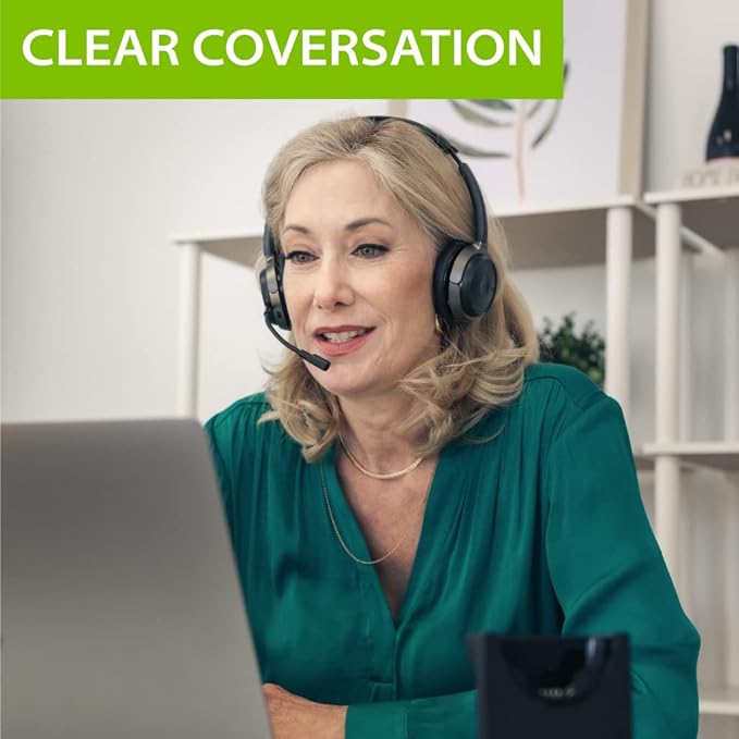 Avantree Alto Clair aptX HD Bluetooth Headset with Microphone, Mute Function, Clear Talking, Hi-Fi Music, Low Latency, Wireless Headphones with Charging Base for Computer, PC, Laptop, Skype, TV