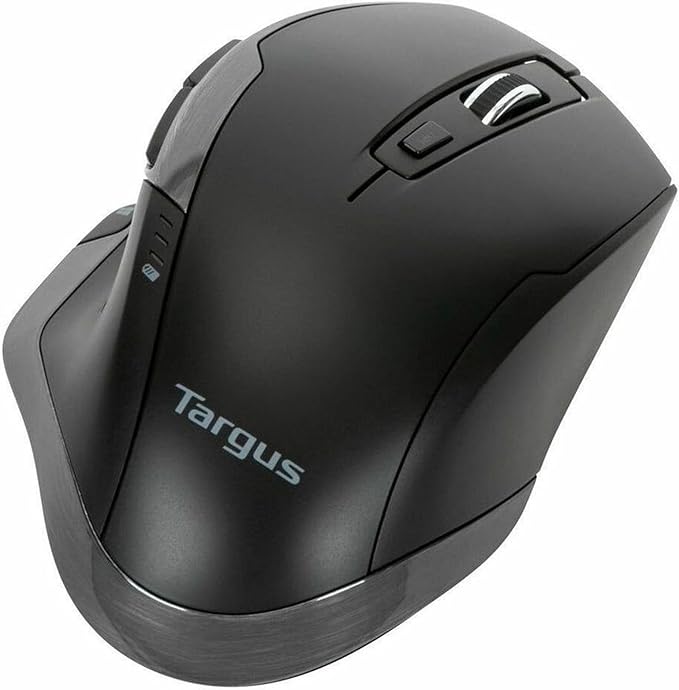 Targus Bluetrace Wireless Ergonomic Mouse, 2.4GHz Connection with USB and Laser Precision, 7 Functional Buttons, Black (AMW584GL)