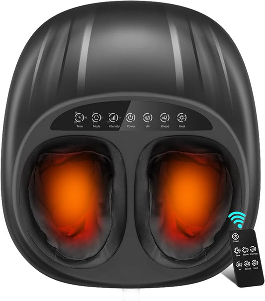 Shiatsu Foot Massager, Foot Massager Machine with Heat, Remote Control, Multiple Massage Modes & Adjustable Intensity, Deep-Kneading Massager Fits Feet Up to Women Size 12, Black/ZL7