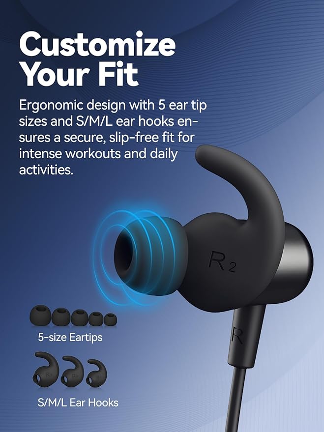 Bluetooth Headphones, Wireless Earbuds for Sports, IPX6 Sweat-Proof Neckband Headphones for Running Workouts, Magnetic in-Ear Earphones with Mic for Clear Calls