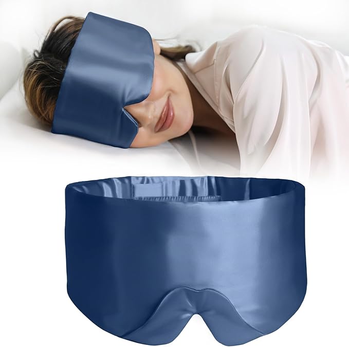 ZIMASILK 100% 22 Momme Mulberry Silk Sleep Mask - Full Silk Filled, Ultra-Soft & Breathable, Face-Hugging Blackout Eye Cover for Sleeping (Navy Blue)