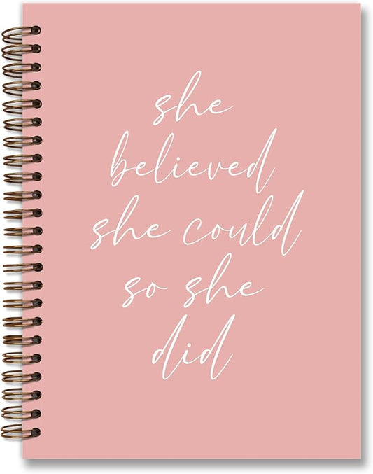 She Believed She Could so She Did Inspirational Notebooks Journal for Women,Pink Preppy Notebook Journal,Affirmation Journal, Inspirational Gifts for Women,Spiral Notebook 5.5x8.3