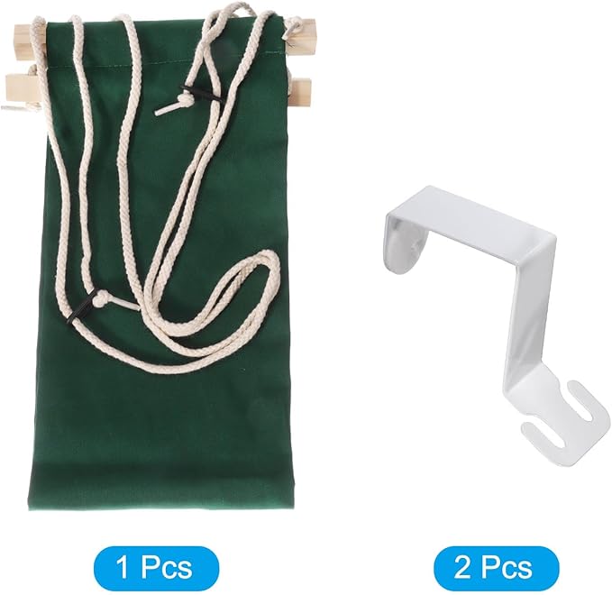 PATIKIL Foot Hammock Under Desk, Adjustable Foot Rest Sling with Hooks Portable Desk Footrest for Airplane Travel Home Office, Dark Green Style 1