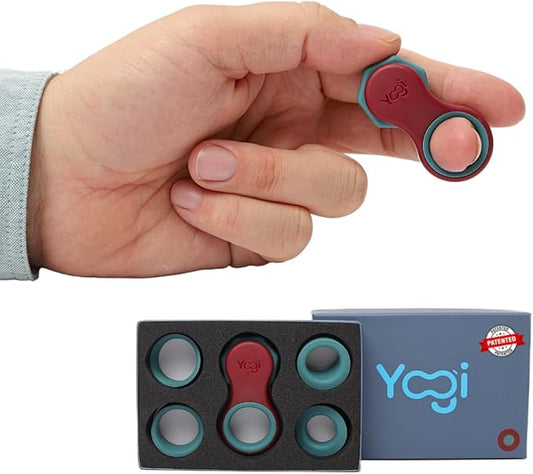 Yogi Fidget Toy – Silent Sensory Spinner for Adults & Kids – Stress Relief Fidgets for ADHD, Anxiety – Fidget Toys for Adults – Includes 5 Finger-Fit Rings – Work, School & Travel – Lava