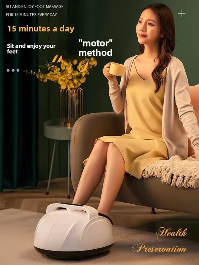 Electric Foot Massager Machine with Heat - Shiatsu Kneading for Pain Relief, Plantar Fasciitis & Neuropathy, Home Use Foot Therapy for Circulation and Muscle Relaxation (White)