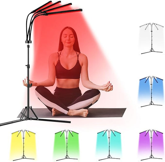 Red Light Therapy for Body, 7 Colors LED Red Light Therapy Lamp with Stand for Face, Knee, Back