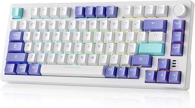 DAREU EK75PRO Wireless Gaming Keyboard,75% RGB Hot-Swappable Creamy Mechanical Keyboard with Knob, 2.4Ghz/BT5.1/USB-C Connectivity, 81 Keys Gasket Mount, PBT Keycaps&Linear Switch for Win/MAC
