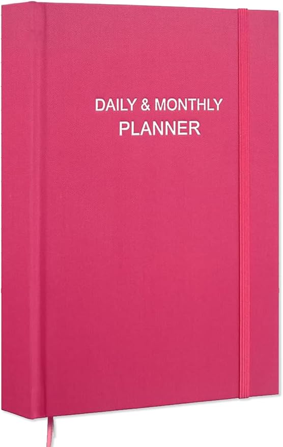 Daily & Monthly Planner for 2025 2026 or Anytime - ADHD Planner Two Pages Per Day, Daily Planner Undated to Increase Focus, Eliminate Overwhelm, Achieve Your Biggest Goals, 5.8'' × 8.3'', Pink