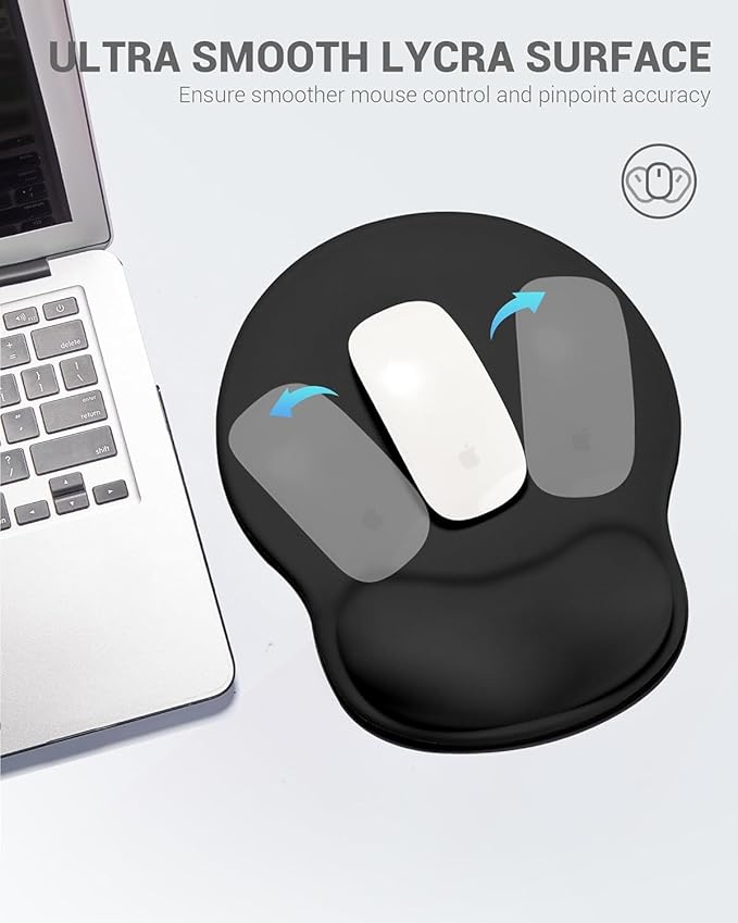 Ergonomic Mouse Pad with Wrist Rest, Large Mousepad(10.6'' x 9''), Wrist Support Mouse Mat with Non-Slip Base, Pain Relief for Laptop & Computer (Black)