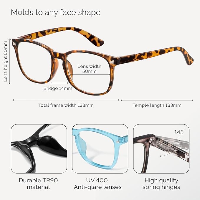 CCVOO Reading Glasses for Women/Men, Eyeglasses, Blue Light Readers for Women/Men, Computer Eye Glasses, Cheaters
