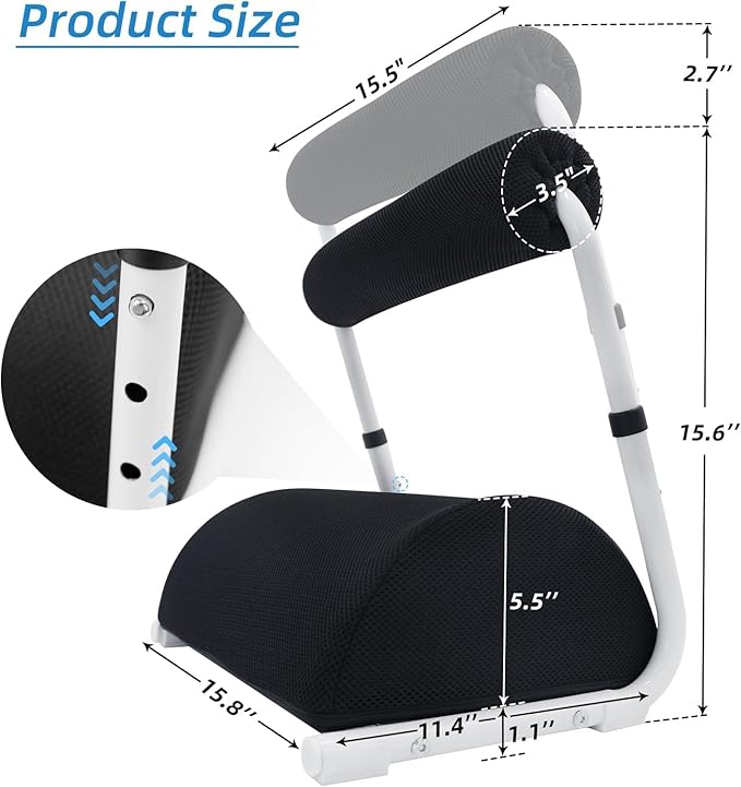 Under Desk Footrest Detachable - Leg Rest Adjustable 3 Height Positions for Under Desk, Ergonomic Foot Rest for Office or Home Use