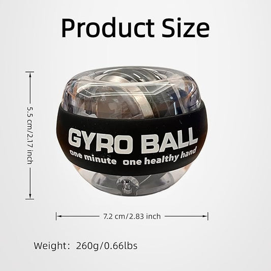 Auto-Start Gyro Ball Wrist Trainer – No Counter Grip Strengthener with Finger Band for Hand & Forearm Exercise – Stress Relief Spinner for Office, Rehab & Fitness