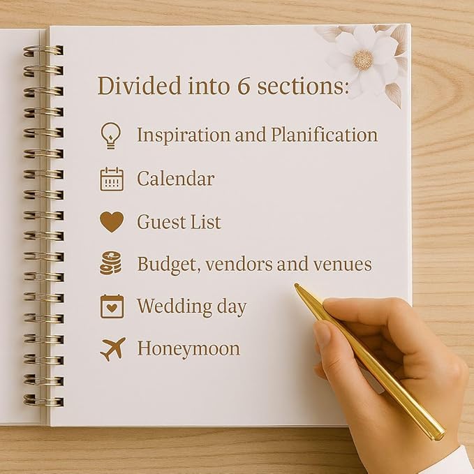 Wedding Planner with Pen and Highlighter Markers, Wedding Planner Book and Organizer with Metal Corners, White Wedding Planning Book - Hardcover Bridal Planner Gift for Bride to Be