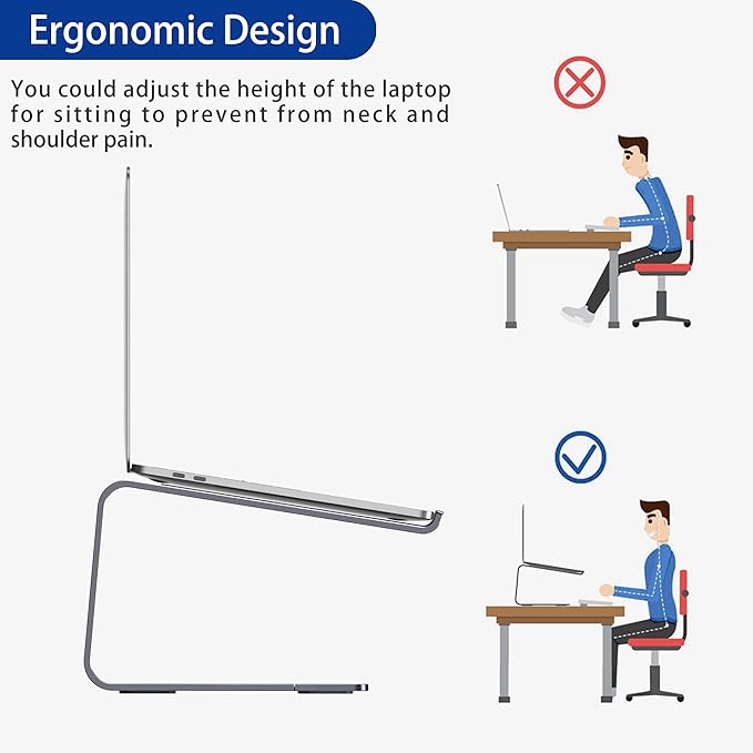BESIGN LS03 Aluminum Laptop Stand, Ergonomic Detachable Computer Stand, Notebook Holder Compatible with MacBook Air Pro, Dell, HP, Lenovo More 10-15.6" Laptops, Space Gray