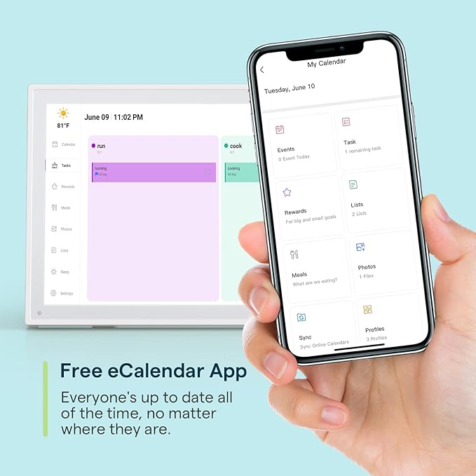 Digital Calendar, 10.1inch Smart WiFi Electronic Calendar&Chore Chart, IPS Touch Screen HD Display for Family Schedules, Share Moments Instantly from Anywhere Digital Calendar 10.1