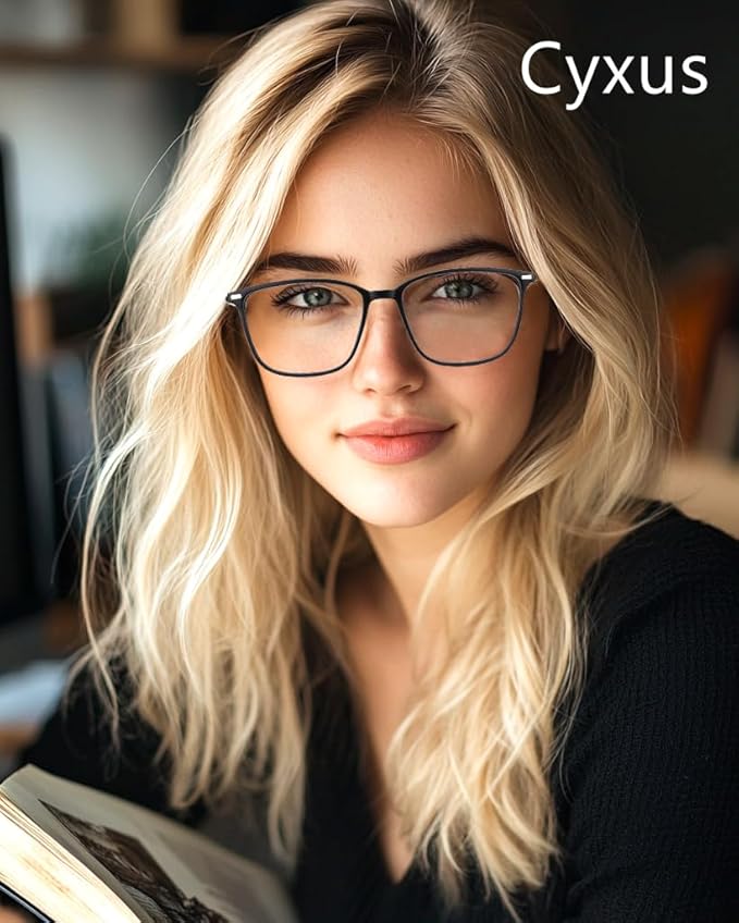 Cyxus Blue Light Blocking Glasses Men Women Computer Gaming Glasses Rectangle TR90 frame Anti Eyestrain UV400 Black