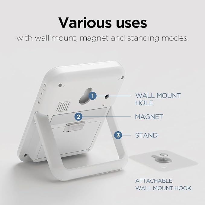 mooas Visual Shower Clock Digital Bathroom Shower Clock Waterproof Shower Timer, Temperature & Humidity, Large Backlit Display, Countdown Countup Productivity Timer for Kitchen & Bathroom