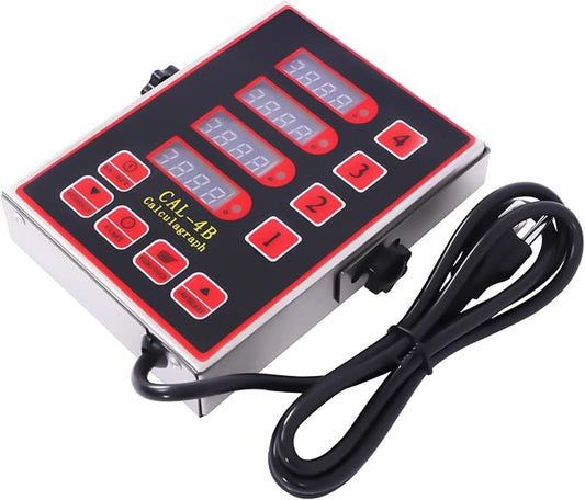 Commercial Digital Kitchen Timer Cooking Timer Reminder Stainless Steel Burger Bakery Restaurant Clock Loud Alarm LED Display Calculagraph Timer (4 Channel)