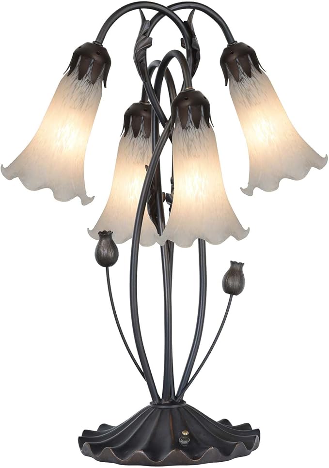 Bieye LS10 Lily Flower Blown Glass Lampshade (White, Opening I.D. 1.26" x O.D. 1.5")