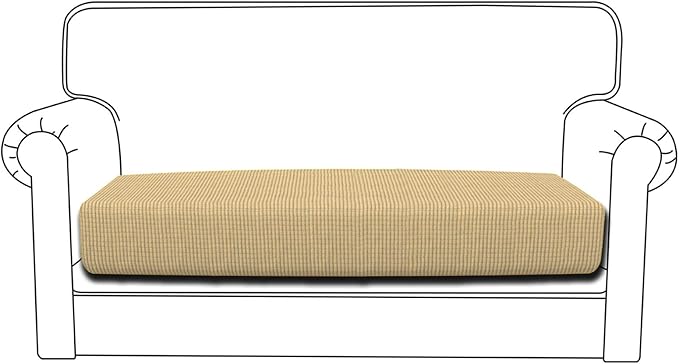 Easy-Going Stretch Loveseat Cushion Cover Sofa Cushion Furniture Protector Sofa Seat Sofa Slipcover Sofa Cover Soft Flexibility with Elastic Bottom(Loveseat Cushion, Beige)