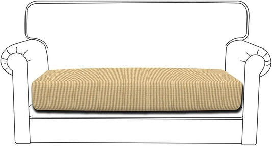 Easy-Going Stretch Loveseat Cushion Cover Sofa Cushion Furniture Protector Sofa Seat Sofa Slipcover Sofa Cover Soft Flexibility with Elastic Bottom(Loveseat Cushion, Beige)