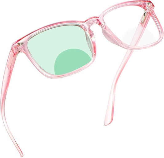 YEIN Bifocal Reading Glasses with Blue Light Blocking Lenses, Bifocal Reader for Women, Vintage Square frame with Spring Hinge (+0.75/+3.50 magnification)