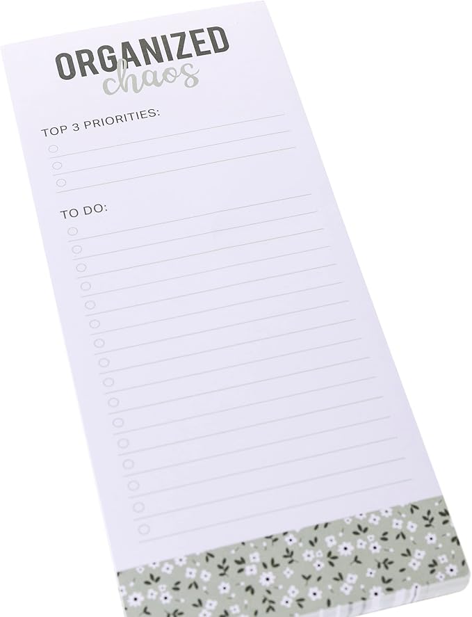 Graphique Organized Chaos Magnetic Notepad | 100 Tear-Away Sheets | Grocery, Shopping, To-Do List | Magnetic Writing Pad for Fridge, Kitchen, Office | Lined Paper | Great Gift | 4” x 9.25”