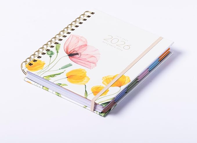 2025-2026 Eccolo Spiral Agenda Planner, Transparent Floral, Weekly & Monthly Pages, 18 Months, Sticker Sheets, Inspirational Quotes (7.75 x 8.75, July 2025 - Dec 2026)