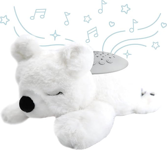 PureBaby Sound Sleepers Portable Sound Machine & Star Projector - Plush Sleep Aid for Baby and Toddlers with Soothing Night Light Display, 10 Lullabies, White Noise, and Heartbeat Sounds (Polar Bear)