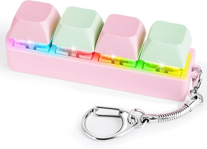 Keyboard Fidget Toy for Adults Keyboard Clicker with LED Light Keychain Fidget Stress Relief Sensory Toy