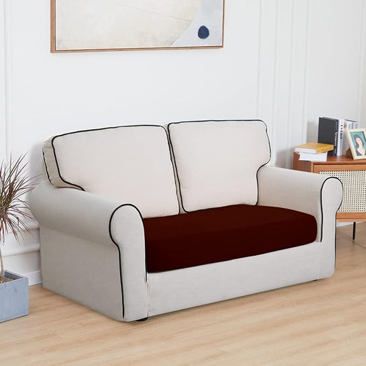 Easy-Going 100% Waterproof Loveseat Sofa Seat Cushion Slipcovers Couch Cushion Cover Stretch Furniture Protector for Kids, Pets (Loveseat Cushion, Wine)