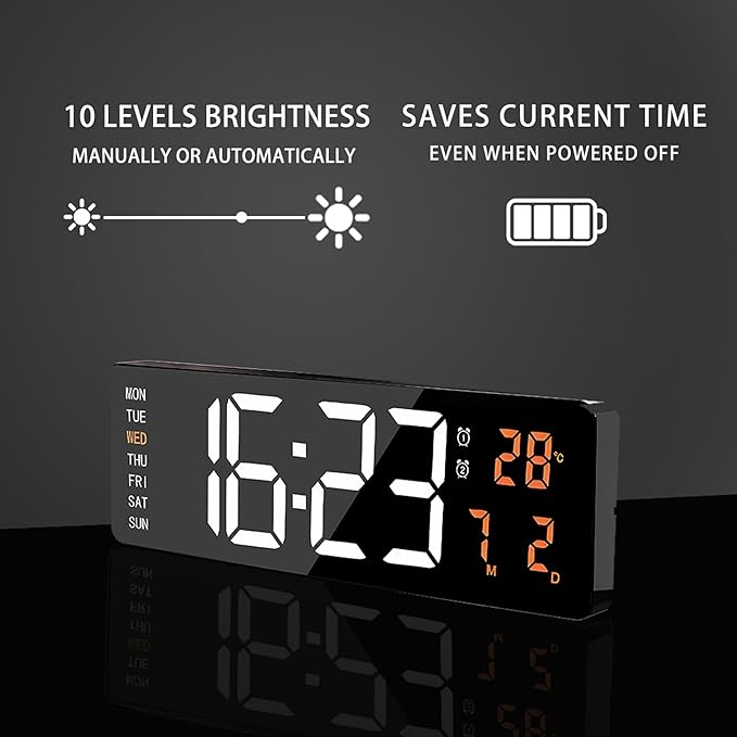 16" Large Digital Wall Clock, Count Down Timer with Remote, Alarm, Big LED Auto Dimming Wall Clock, Temperature Suitable for Living Room, Warehouse, Shop, Gym