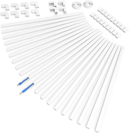 Delamu Cable Hider, 315in Cord Covers for Wires on Wall, One-Cord Cord Hider, Paintable Wire Hiders Wire Covers for Cords, Cable Management for Hiding 1-2 Small Wires, 20x L15.7 W0.59 H0.40in, White