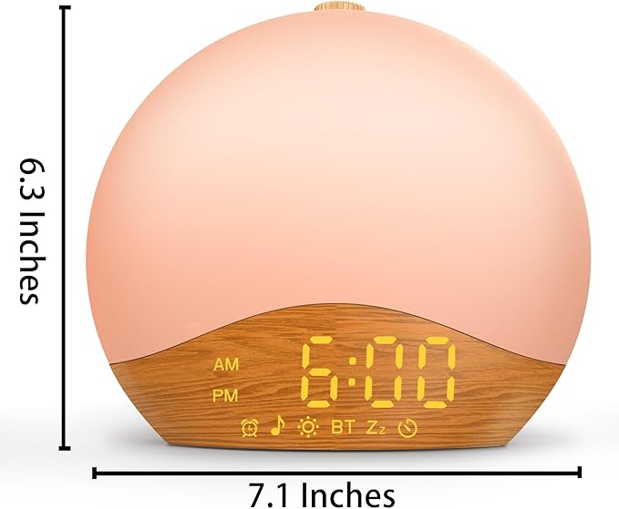 Sunrise Alarm Clock White Noise Sound Machine with 26 Soothing Sounds, 17 NightLights, Bluetooth Speaker, Wake Up Light Alarm Clock for Bedrooms, Heavy Sleepers, Ideal Gift for Baby, Kids, Seniors