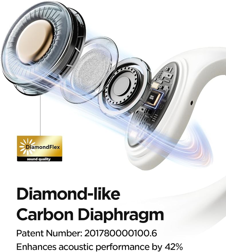 1MORE S51 Open Ear Headphones - Lightweight Secure Fit, Open Ear Earbuds Wireless Bluetooth, 40H Playtime, Bass More+, IPX5 Waterproof, Clear Calls, Game Mode