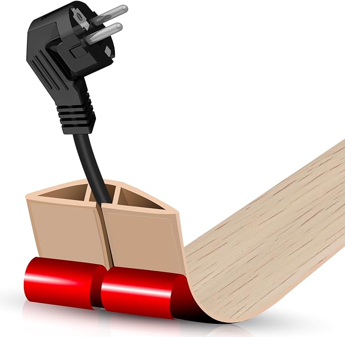 Floor Cord Cover Self Adhesive Cord Hider,3.3FT Cable Management, Extension Strip Protector for Wires, Prevent Cable Trips for Offices, Gyms, Exhibitions Cavity:0.39"(W) x 0.27"(H) Yellow Wood