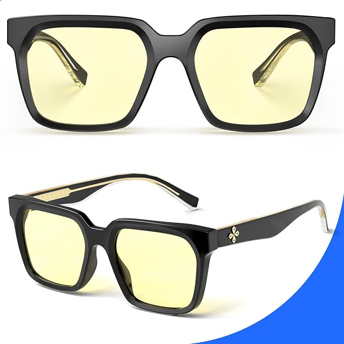 VISOONE Gaming Glasses Blue Light Blocking Oversized Square Computer Eyewear Men Women Cougar