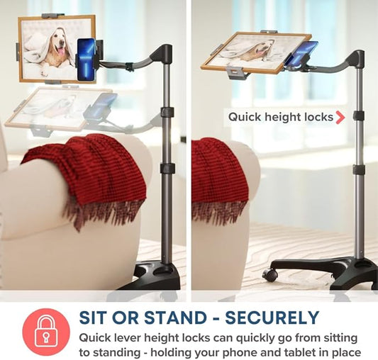 Levo V16 Tablet Floor Stand for iPads, iPad mini, New iPad Pro, Galaxy, Nexus, Xoom, Surface Pro, Miix, Nook, Fire, and Other Tablets and eReaders Black Color