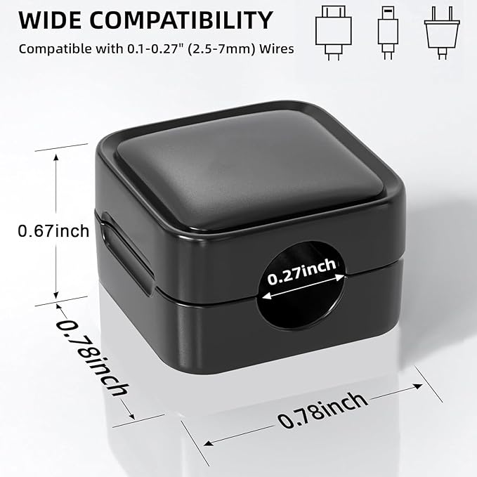 IFNOW 6 Pack Magnetic Cable Clips for Nightstand Black Self Adhesive Cord Holder Adjustable Clip for Desk, Nightstand, Phone Charger, Computer, Home, Office, Car