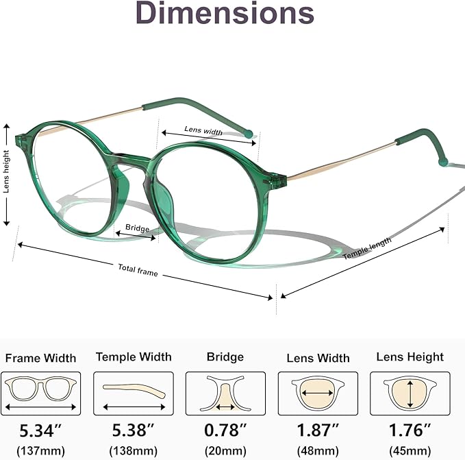 VISOONE Round Lightweight Blue Light Blocking Glasses Women Men Fashion Cute Thin Eyewear Niko