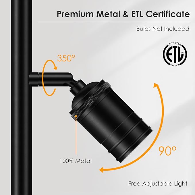 BoostArea Tree Floor Lamp, Industrial Floor Lamp, Modern Standing Lamp with Adjustable 3 Light, E26 Socket, Foot Switch, Minimalist Metal Stand Up Lamp Pole Lamps for Living Room, Bedroom(No Bulbs)