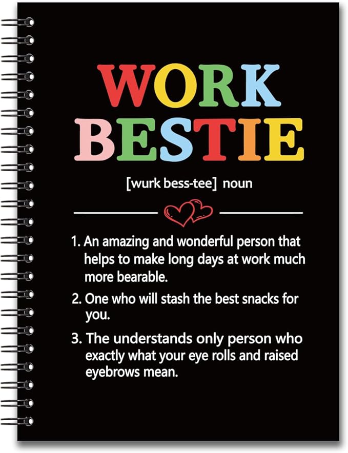 YAZMEEN Work Bestie Blank Spiral Notebook（160 Pages） Work Bestie Definition Hardcover Journal Employee Appreciation Gift Coworker Leaving Gift Funny Notebook Birthday Gift for Colleague Best Friend
