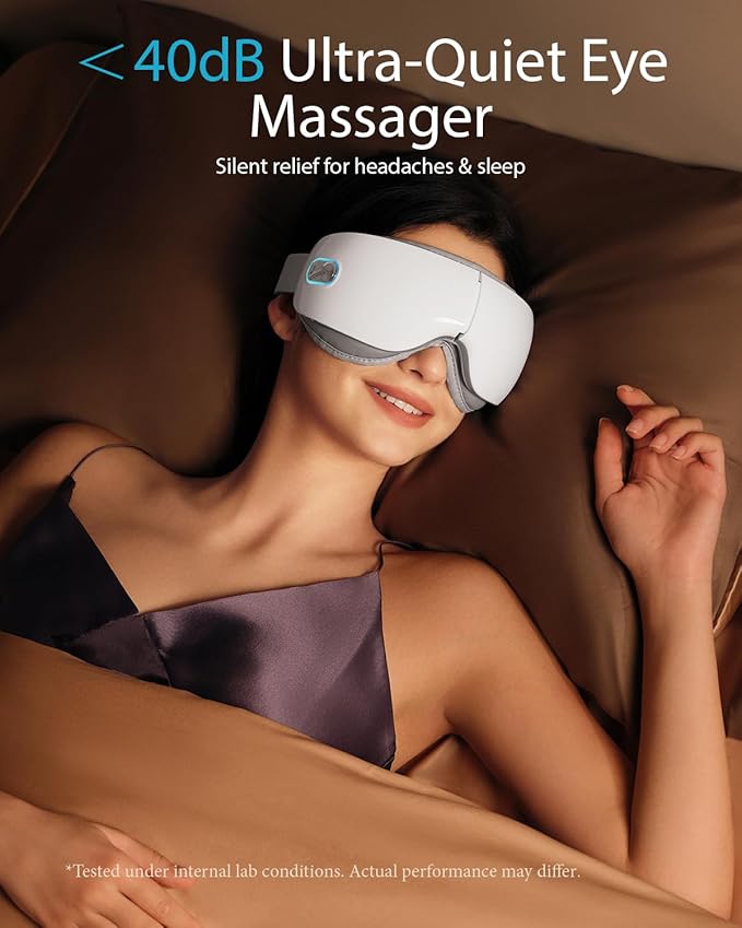 SKG Heated Eye Massager, Portable Eye Mask for Relax & Eye Strain Relief, Bluetooth Massaging Eye Massager Ideal for Mom, Dad, Women, Men