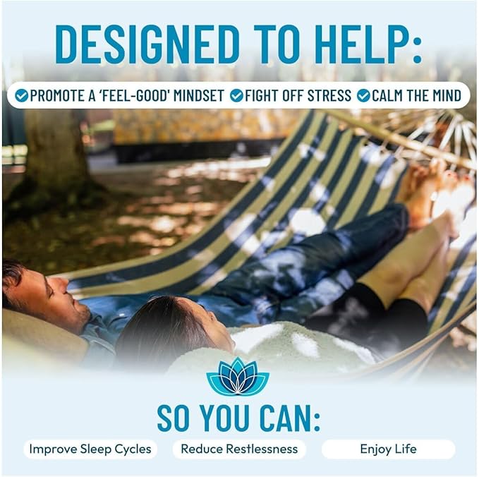 Stress Relief Supplement - Supports Mood & Mental Focus - Feel Calm and Relaxed - Eases Tension & Nervousness - Ashwagandha, GABA, Valerian & L-Theanine - 60 Capsules (Pack of 2)