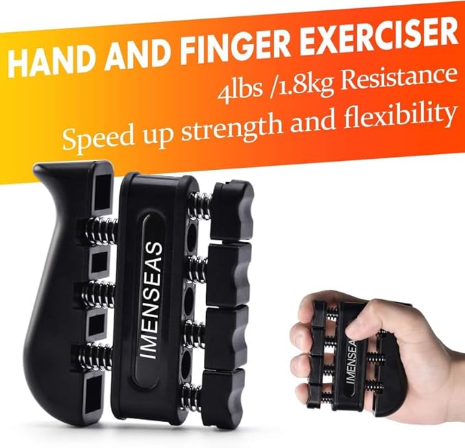 Grip Strength Trainer 7 Pack Adjustable, Finger Stretcher Resistance Extensor Bands, Finger Exerciser, Hand Gripper Strength Ring & Stress Ball