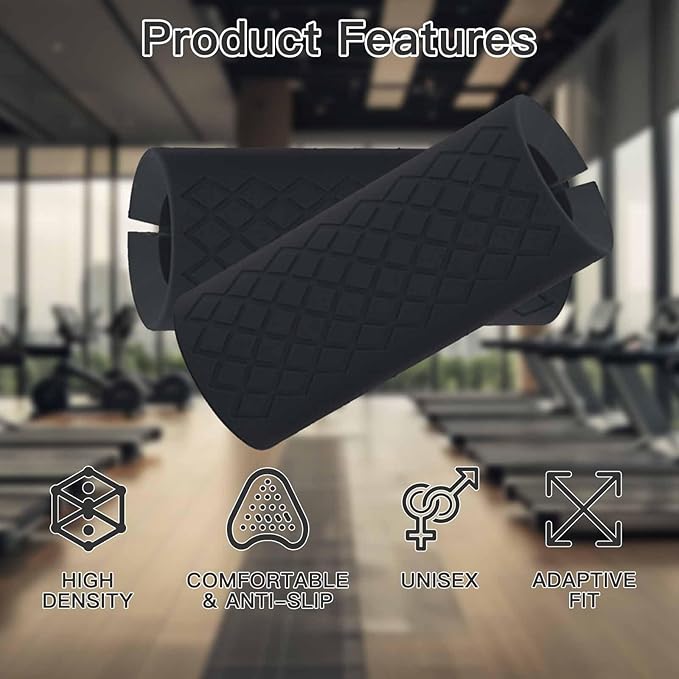 Thick Dumbbell & Barbell Grips for Weightlifting - High-Density Silicone Rubber, Non-Slip Gym Grips for Muscle Growth, Hand Stress Relief, Arm Blaster Adapter (1 Pair)