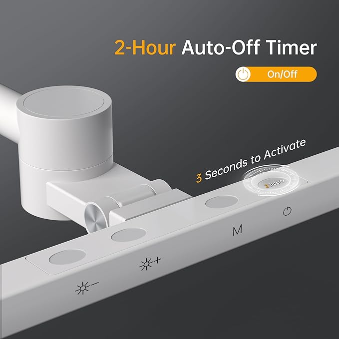 deeloop 2-Arms Swing Long LED Desk Lamp with Clamp, CRI 95+ Eye-Caring Light, USB Charging Output, 2-Hour Timer, Dimmable Desk Light with Memory, Architect Desk Lamps for Home Office Reading &Monitor